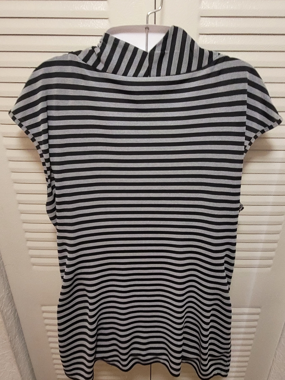 Striped Cowl Neck Tunic - Black & Gray - Picture 3 of 4